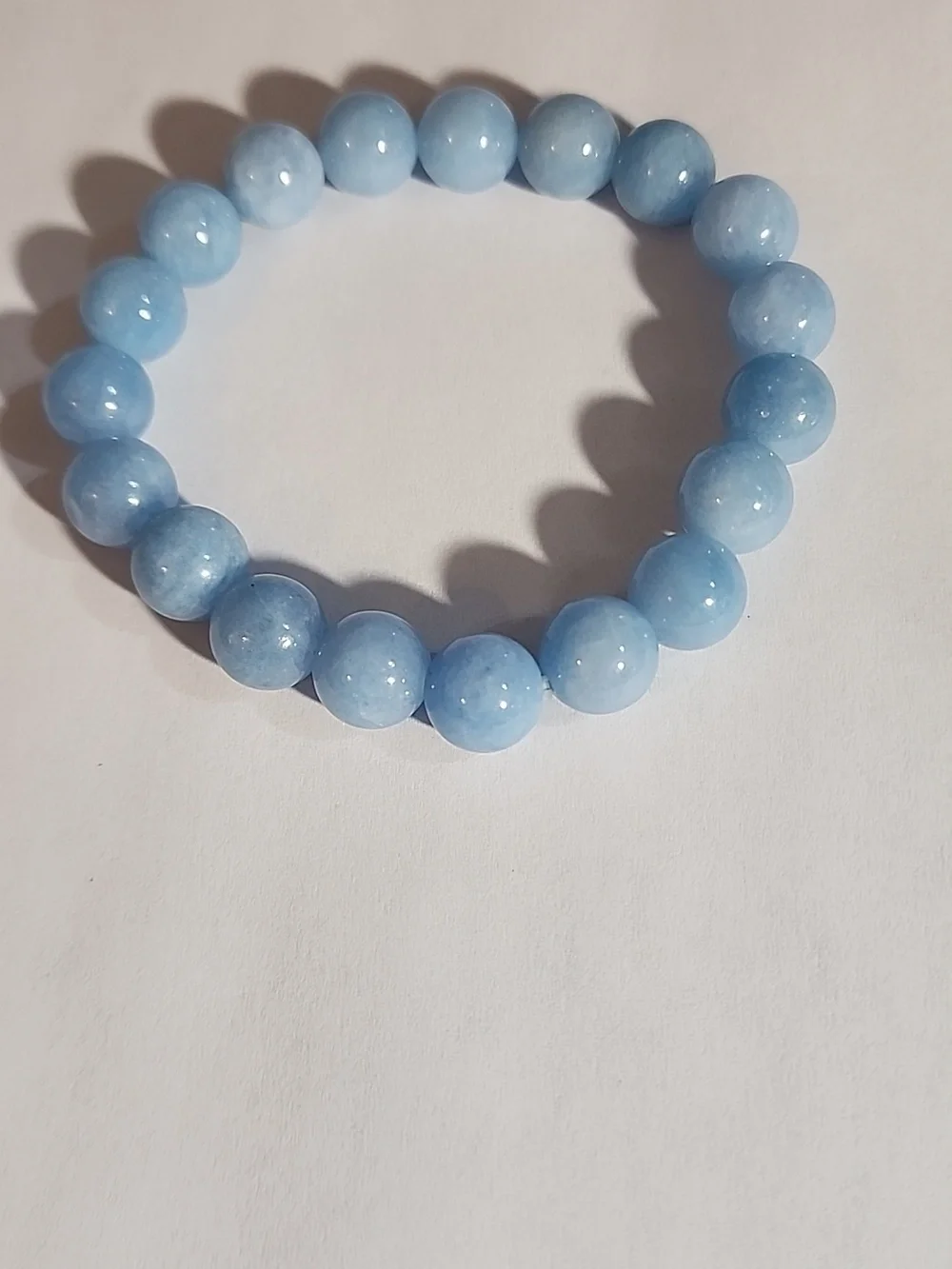10mm 1pc Natural aquamarins Beads Braclet Women&men Blue Stone RoundBead Elastic - Picture 3 of 3